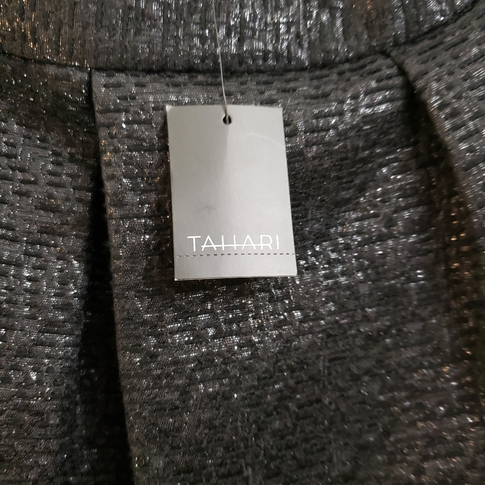 Tahari skater mini skirt metallic side zip pleat - Picture 5 of 7